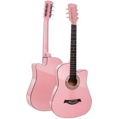 Moukey EAG-100 38'' Acoustic Guitar Basswood With Strap Gig Bag Pick  String Pink