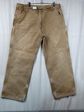 Carhartt  Men's Lined Work Pants Beige Tan Dungaree Fit See Pics for Flaws