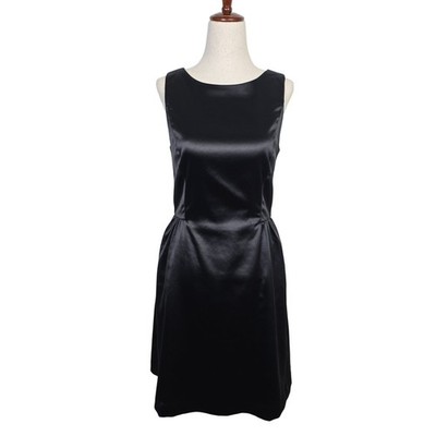 Gap Womens Black Satin Sleeveless Fit & Flare V-Back Cocktail Dress Size 2 NEW