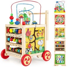 Wooden Activity Cube Baby Toys 6 in 1 Educational Toy Set, 1 Months Learning