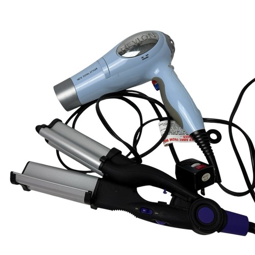Hot Tools Crimp Titanium Ceramic Deep Waver & Revlon 1875 Blow Dryer Beach Curl - Picture 8 of 8