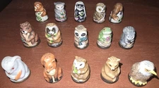 Complete Friends Of The Forest Animal Thimble Set w/Shelf & Cards Franklin Mint