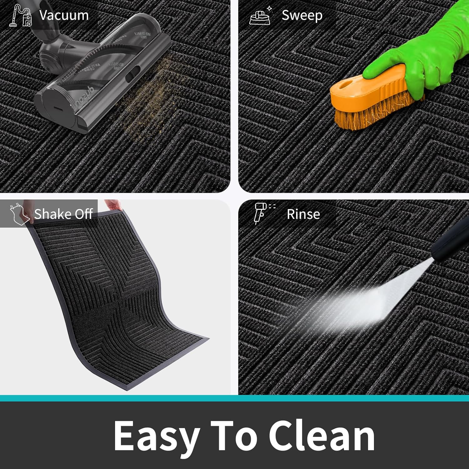 Arotive Front Door Mat Indoor Outdoor Entrance, 29.5" x 17", Black 