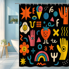 Colorful Fun Shower Curtain with Cute Patterns and Shapes