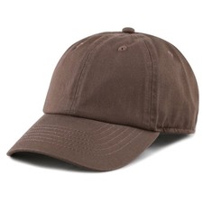 Kids Washed Low Profile Cotton and Denim UPF 50 Plain Baseball Cap Hat Brown