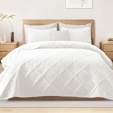Oversized King Quilt Set- White Cal King Quilts Bedding Set W/ 2 Pillow Shams