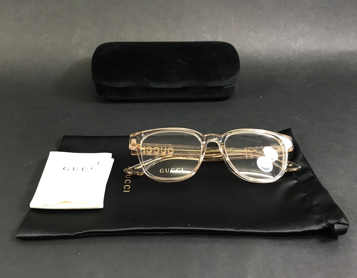 Gucci Eyeglasses Frames GG1746OA 002 Crystal Pale Pink Gold Asian