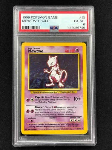 Pokemon 1999 MewTwo Holo 10/102 PSA 6