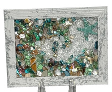 Jeweled Seahorse Wave, Sea Glass, Beach Scene, Crushed Glass, Ocean Art