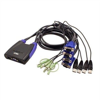 ATEN CS64US KVM-Switch mit 4 Ports für USB-Eingabegeräte und VGA-Grafik + Audio
