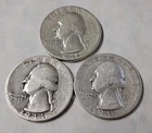 1944 P 1944 D 1946 P Washington Quarters🔥90% Silver🔥Lot of 3 #W86