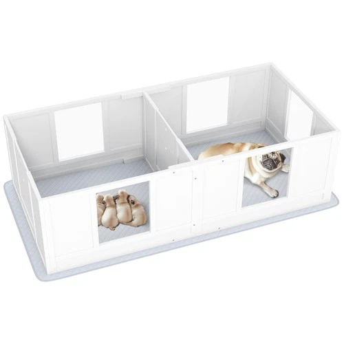 Whelping Box for Dogs with Waterproof Whelping Pad, Double Room