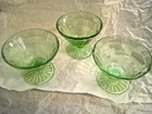 Vintage Anchor Hocking Block Optic Uranium Glass Sherbet Dessert Cups - Lot of 3