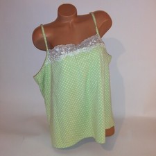Avenue Body Camisole Tank Top Sleepwear 22 24 Green White Lace Trim New