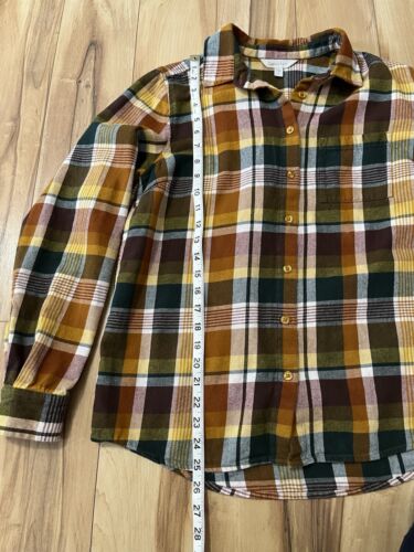 Camisa de Franela Esencial de Algodón Orgánico Garnet Hill Cuadros Dorada Puesta de Sol Talla 6 - Imagen 3 de 7