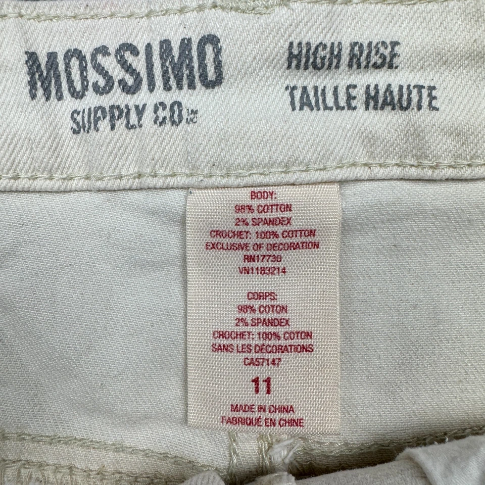 Mossimo High Rise Shorts Women’s 11 Juniors Ivory Crochet Lace Denim Frayed Cute - Image 3 of 4