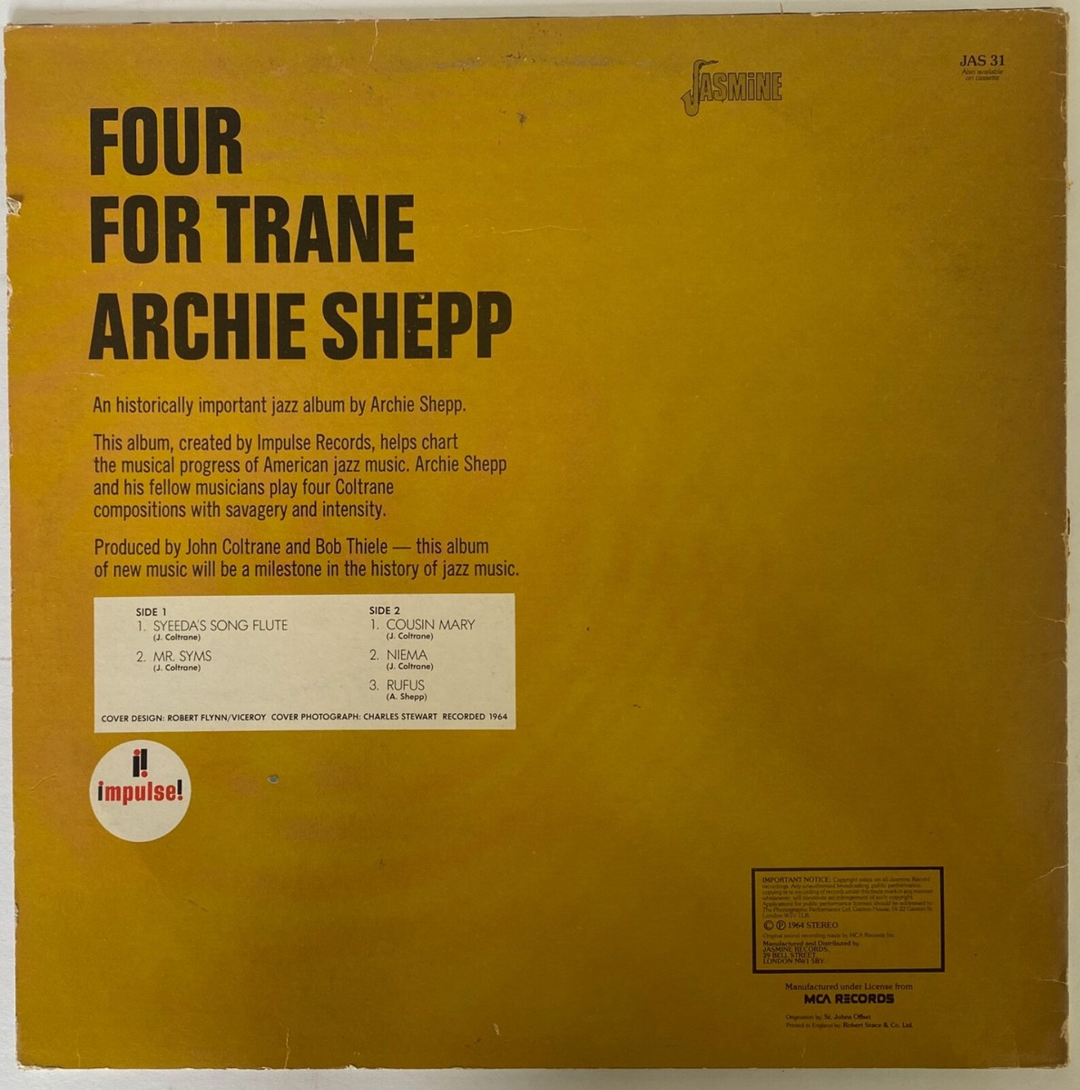 Archie Shepp Four for Trane Vinyl LP | eBay