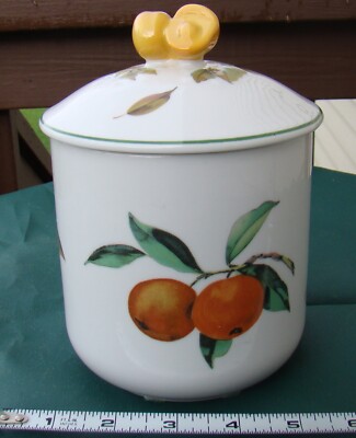 Royal Worcester EVESHAM VALE Small Canister w Fruit Finial on Lid