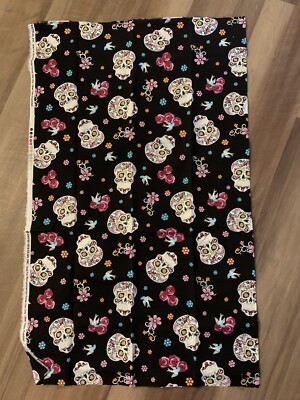 Day of the Dead Sugar Skulls Glitter Fabric 1 Yard David Textiles