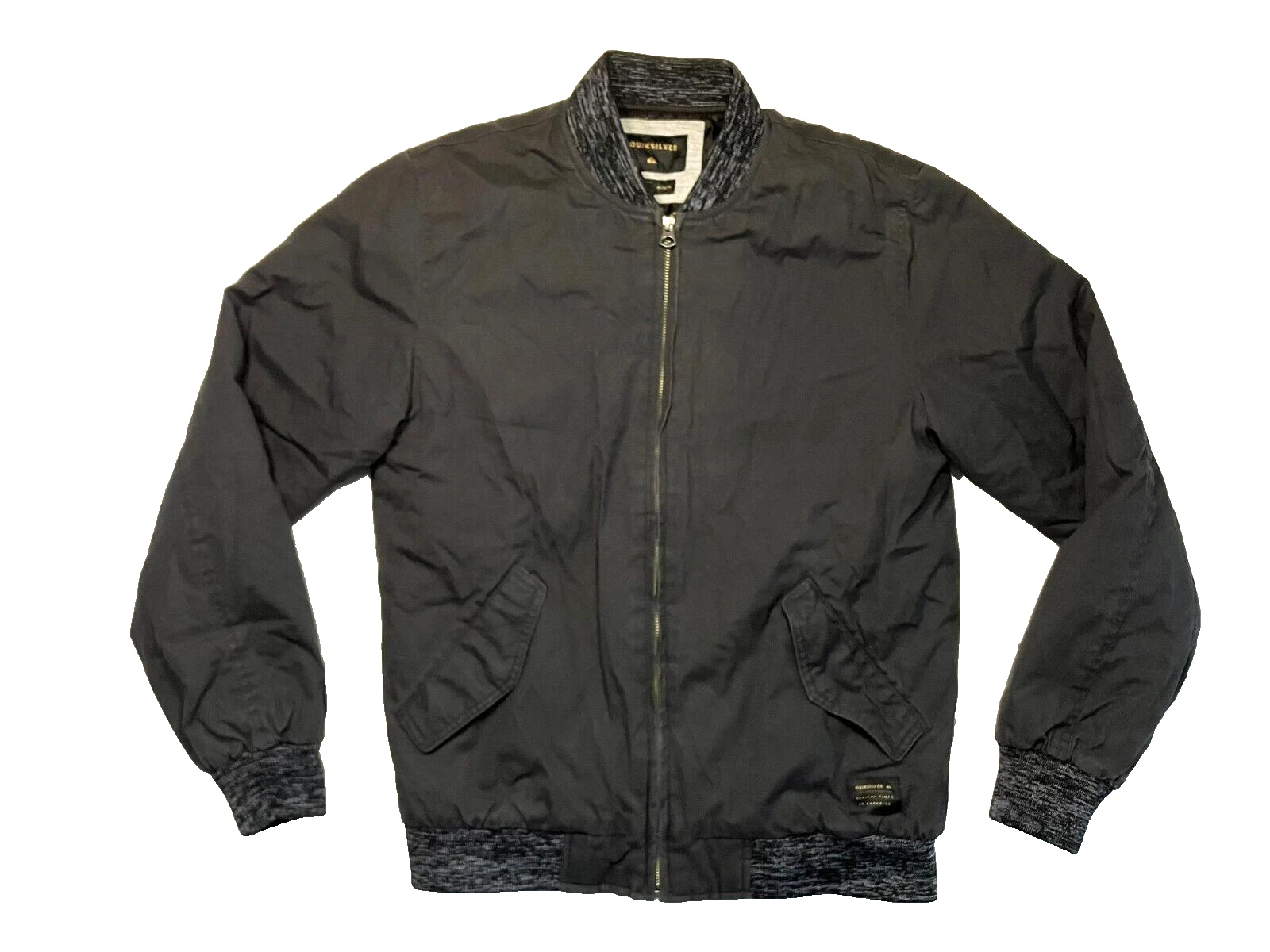 QUIKSILVER Gray Cotton Warm FULL ZIP JACKET Skate/Surf Board Style Coat Men's M