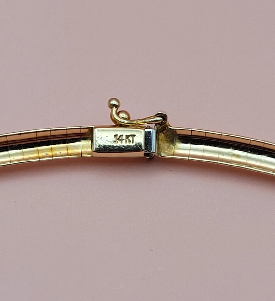 16" 14k Gold Omega Choker Snake Necklace Flower Star Slide 21 Diamond Pendant - Image 4 of 4