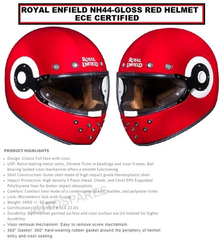 ROYAL ENFIELD NH44-GLOSS RED HELMET ECE 