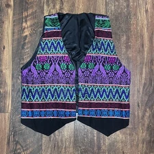Vintage handmade embroidered colorful vest size medium
