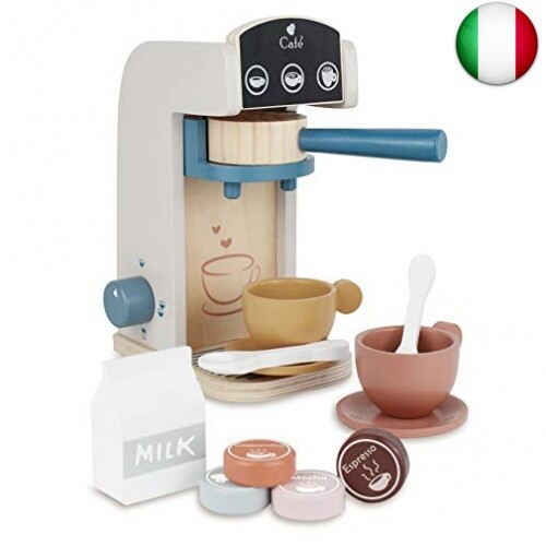 Little Log Set di macchine da caffè in legno, set da gioco con accessori (13
