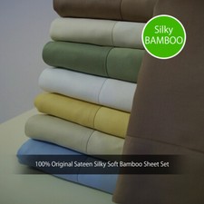 Luxury Bed Sheet Set- 100 Original Sateen Silky Soft Bamboo Sheet Set
