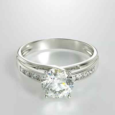 Round Cut 2.Ct White Moissanite Engagement Ring Solid 14k White Gold in Size 8.5