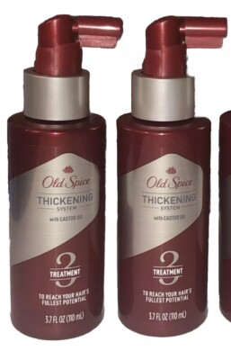 Lot of 2 Old Spice Hair Thickening System Treatment 3 with Castor Oil 3.7oz Each