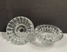 2 Collectors Crystal Gallery Genuine Glass Taper Candle Holder 3.5” Diam X 1.75”