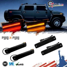 4PCS Front + Rear Side Marker Signal Indicator Light Set For 2003-2009 Hummer H2