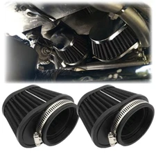 Universal 2in/51mm High Flow Car Cold Air Intake Cone Filter Black Metal 2Pcs US