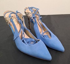 GUESS Blue Suede Snakeskin Baja Court Heels Shoes WORN ONCE Women's Size UK 4