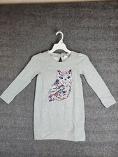 Gymboree Sweatshirt Terry Owl Dress Gray Pockets Size 7