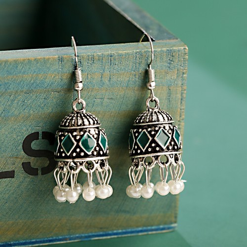 Vintage Bohemian Jhumka Jhumki Earrings Gypsy Bell Drop Pearl Dangle Earrings - Picture 32 of 42