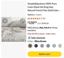 Simple Opulence 100 Pure Linen Sheet Set King Size, Natural French Flax Solid C