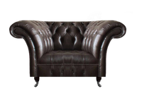 Designer Chesterfield Sessel Brauner Ledersessel Wohnzimmer Lehnsessel