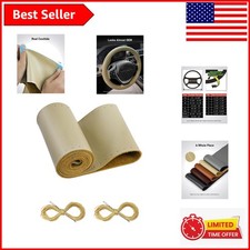 Durable Universal Fit Leather Steering Wheel Wrap - Ideal for DIY Installation