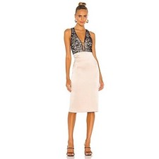 Alice + Olivia Vanita Lace Sepia Black Midi Dress Size 6