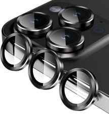 HD Clear Camera Lens for iPhone 17 Pro Max Metal Ring Tempered Glass Lens Cover