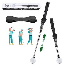 Retractable Golf Swing Trainer - Tempo Stick Golf with Arm Band, Golf Grip Tr...