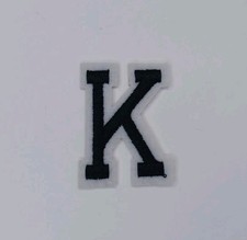 Iron On Patch Embroidered Letter K Black 2" x 1.5" New