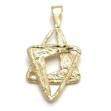 Vintage 14k Yellow Gold Jewish Star of David Pendant Diamond Cut Made in Israel