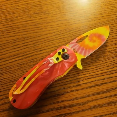 Rough Ryder Pink Yellow Tie Dye Pocket Knife New In Box