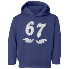Six Seven 6 7 Hands Meme - Gen Alpha Slang Funny Toddler Hooded Sweatshirt
