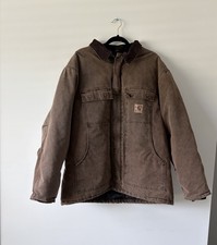 Vintage USA Carhartt C26 CHT Traditional Arctic Quilt Lined Duck Jacket XL Brown