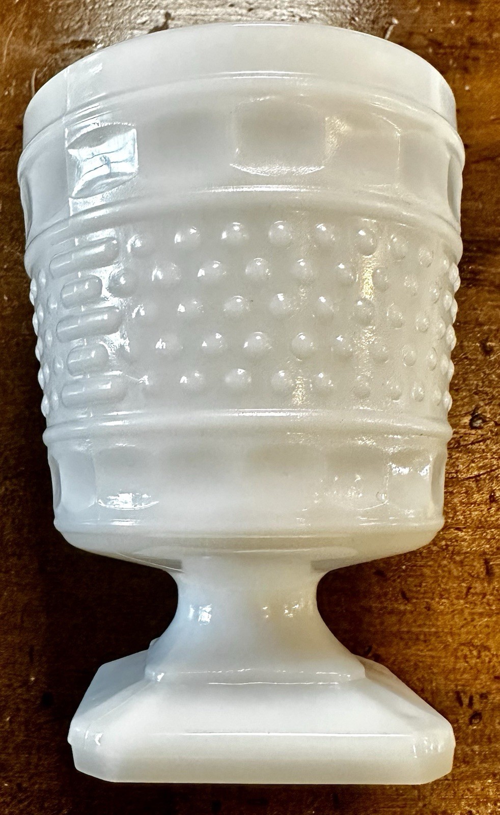Vintage NAPCO White Pedestal Milk Glass Vase Planter Hobnail #1180