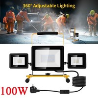 100W Led Fluter Baustrahler Flutlicht Stativ Mit Stecker 360° Verstellbar Lampe